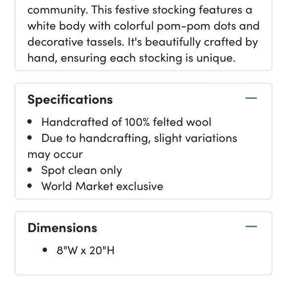 White Wool Felt Stocking - Picture 9 of 9